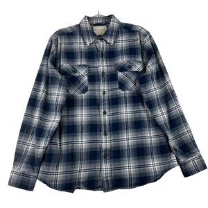 Weatherproof Vintage Men's Large Grey/Blu Plaid Flannel Lumberjack Outdoor Shirt
